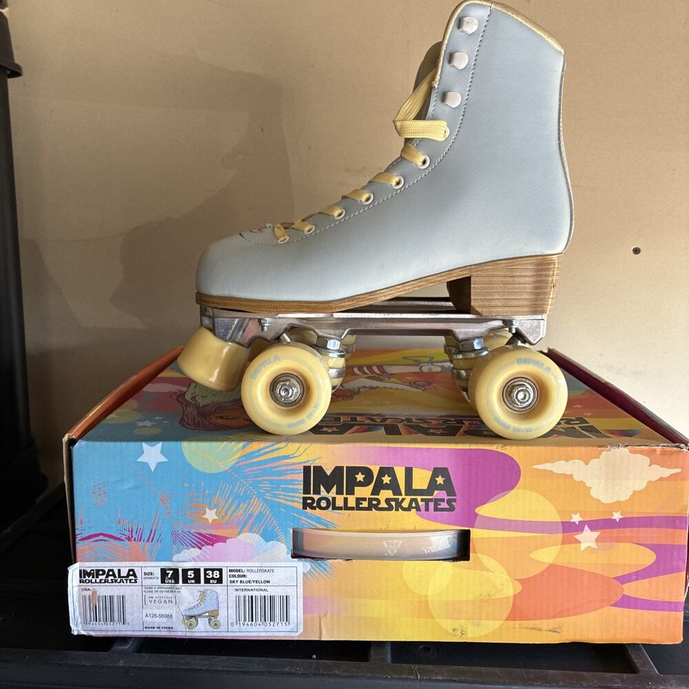 Impala Quad Roller Skates Women’s Size 7 Sky Blue/ Yellow Vegan